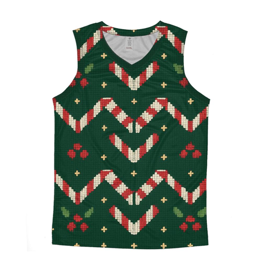 Candy Cane Herringbone Stitch Design trendy fitted tank tops