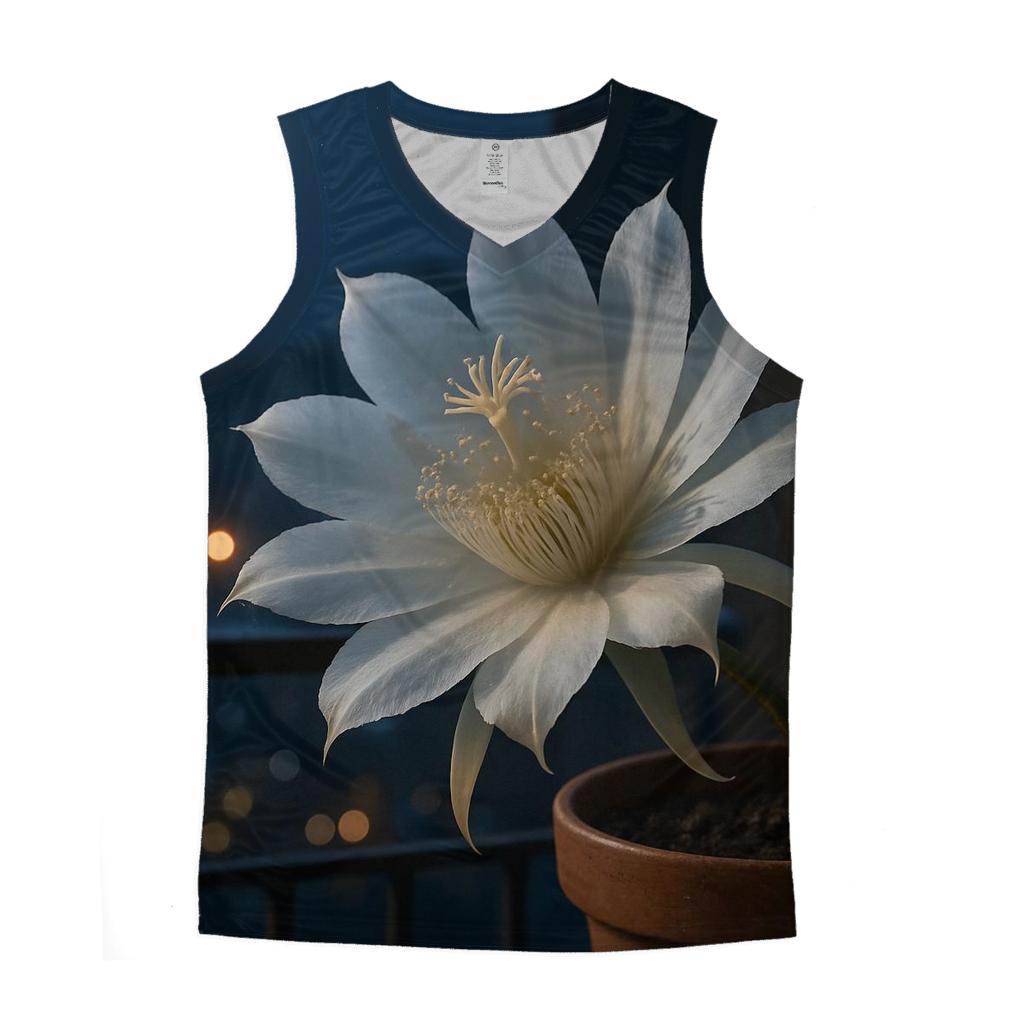 Night-Blooming Cereus On Urban Balcony trendy fitted tank tops