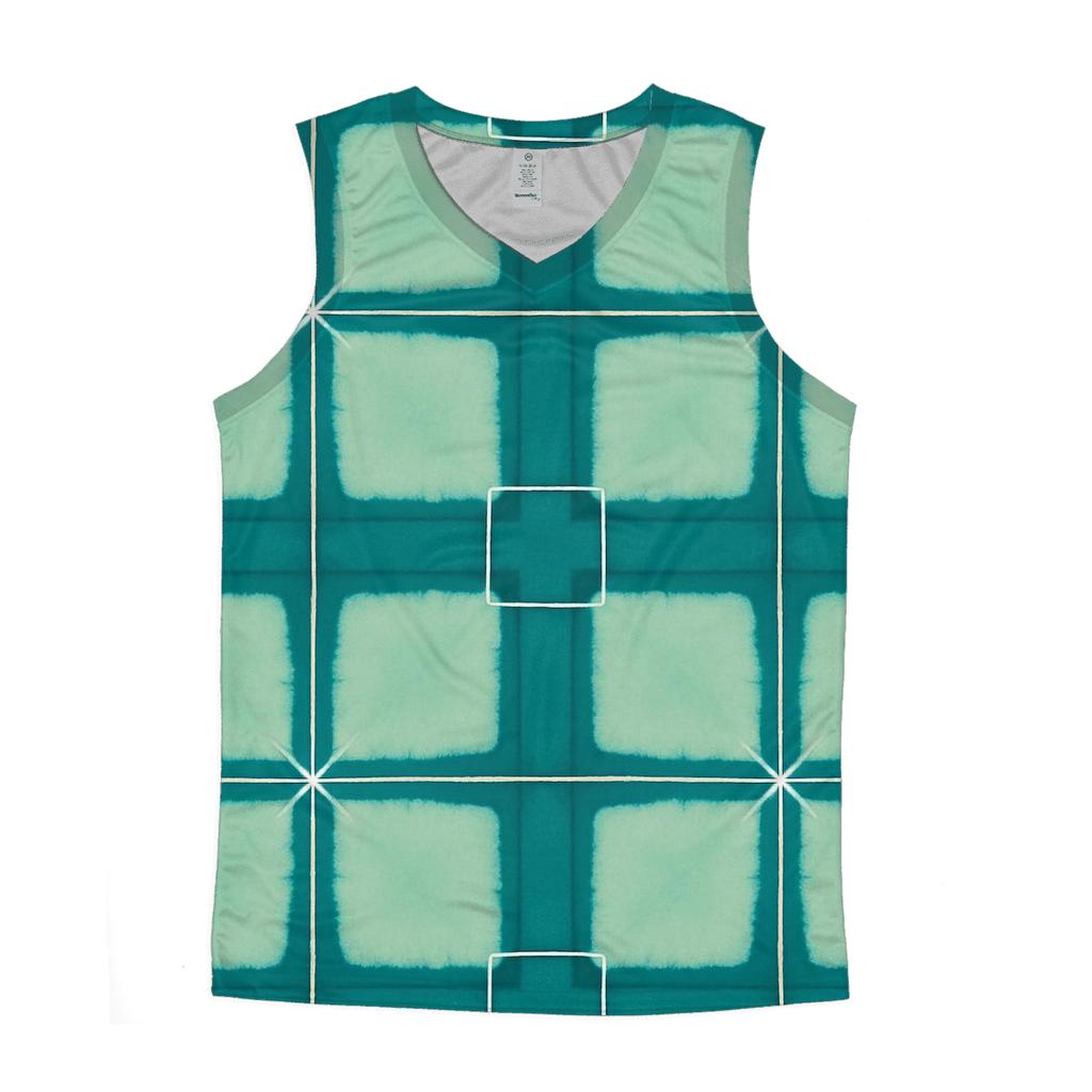 Itajime Teal Grid casual summer tank tops