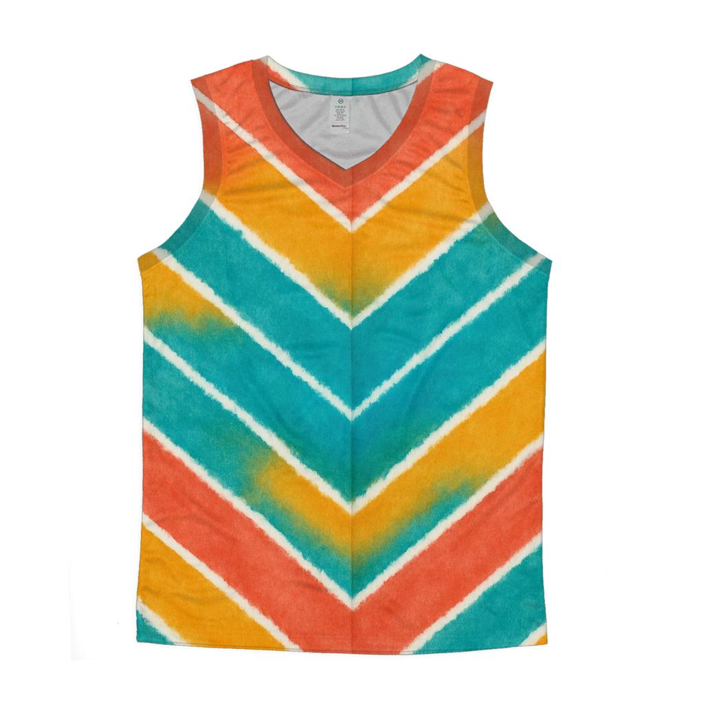 Coral Chevron Accordion graphic print tank tops