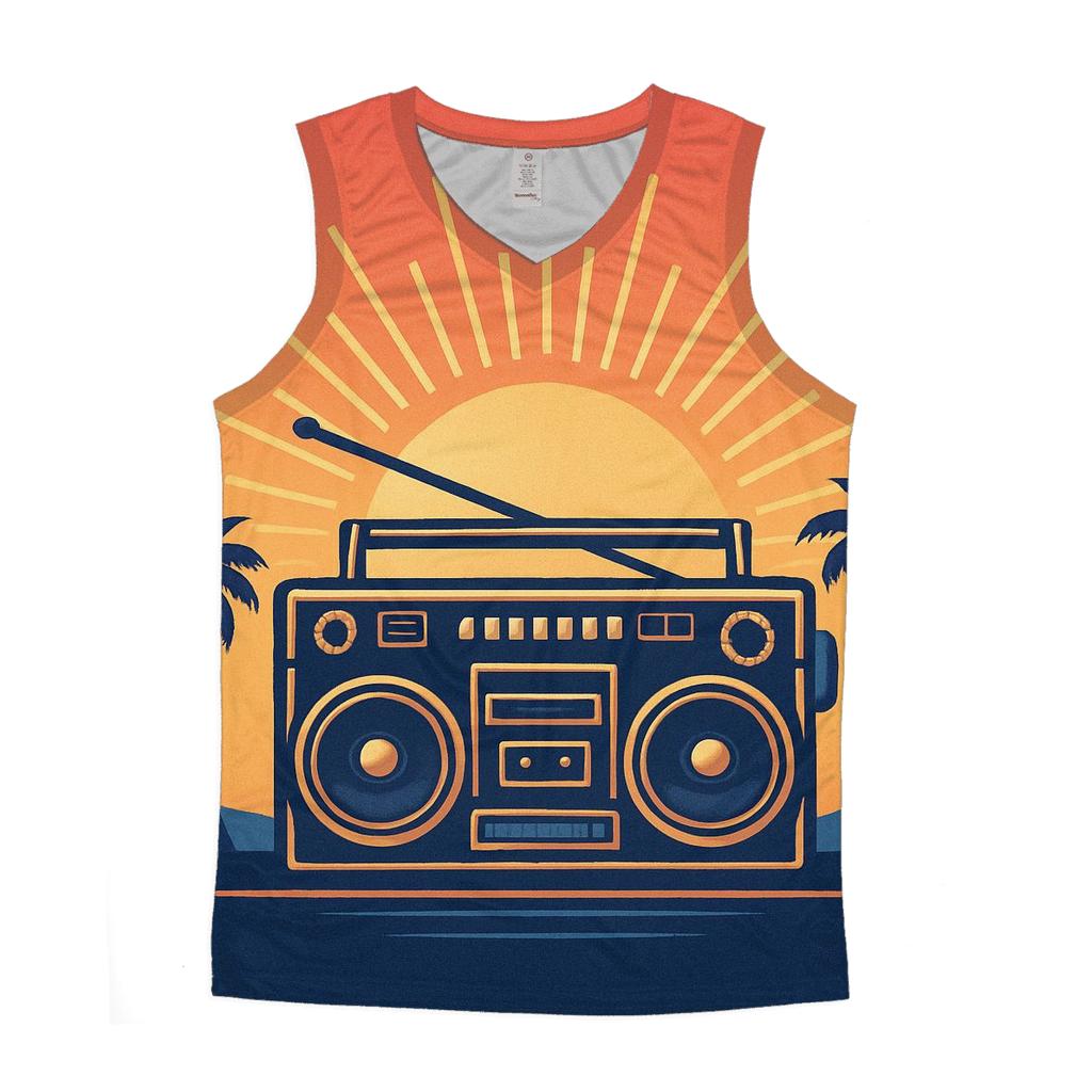 Boombox Sunset Silhouette casual summer tank tops