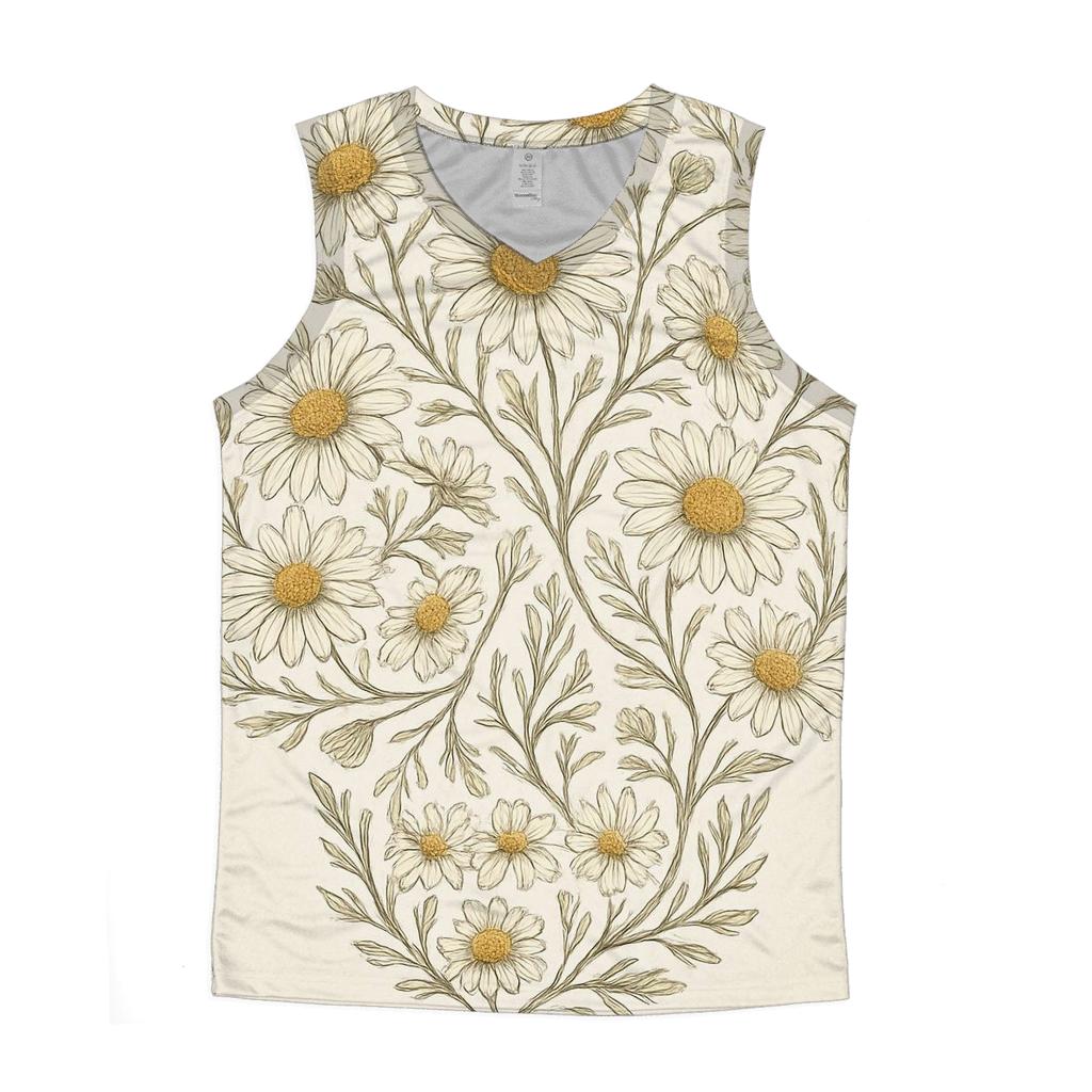 Floral Skull Chamomile personalized athletic tanks