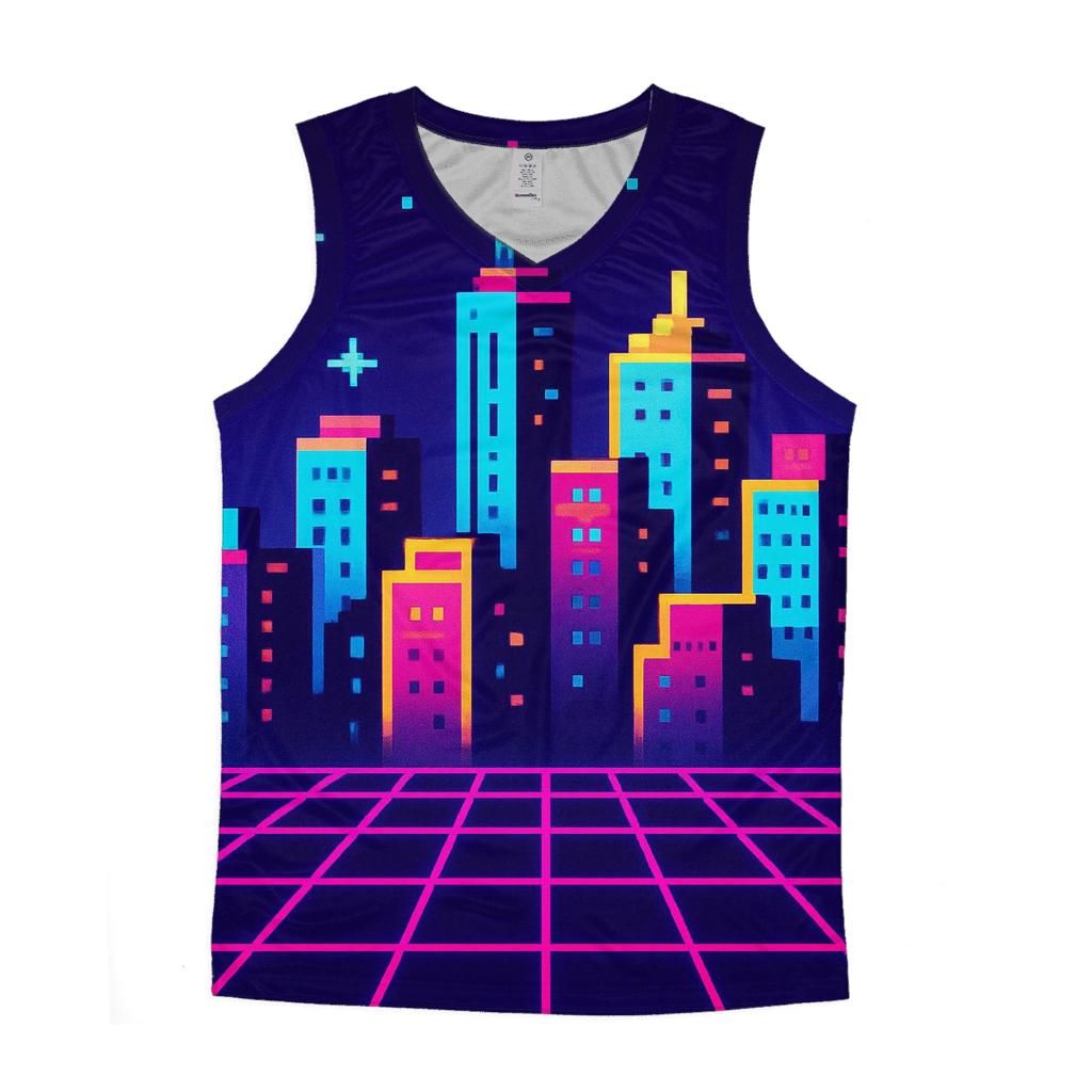 Pixel Skyline Glow sports performance tank tops