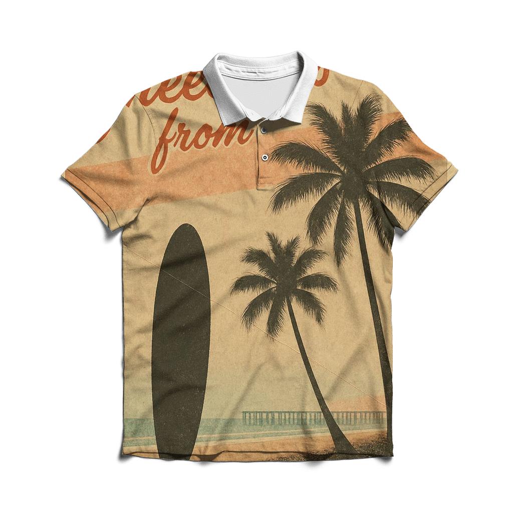 Sunset Surfboard Postcard personalized polo shirts