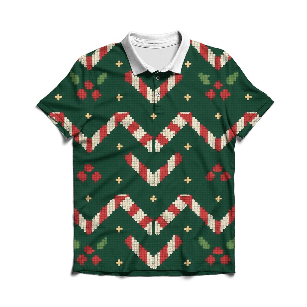 Candy Cane Herringbone Stitch Design personalized polo shirts