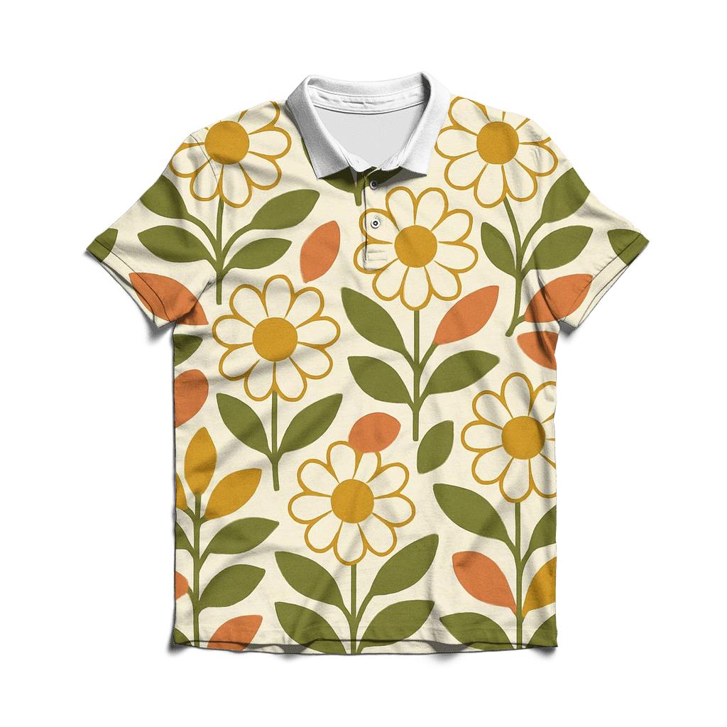 Harvest Flower Motif premium cotton polo shirts