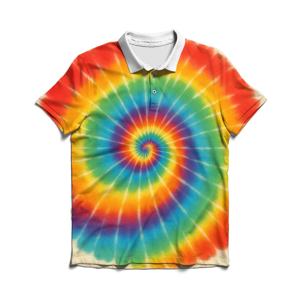 Spiral Rainbow Whorl stylish collar polo tees