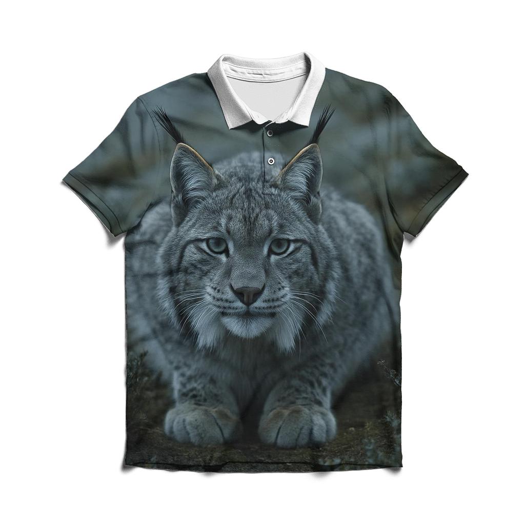 Highland Ambush Eurasian Lynx custom polo shirts