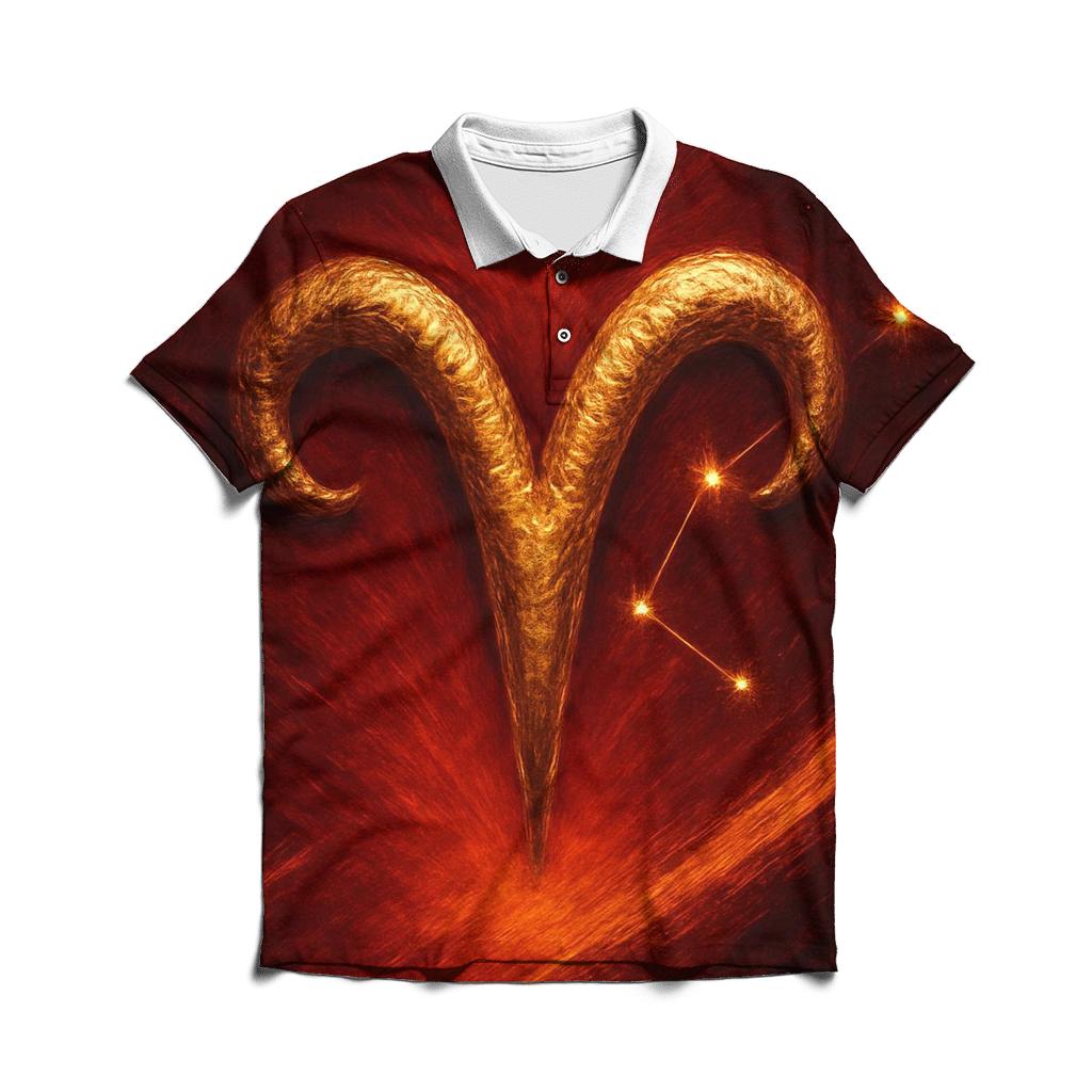 Aries Solar Flame Glyph embroidered polo tops