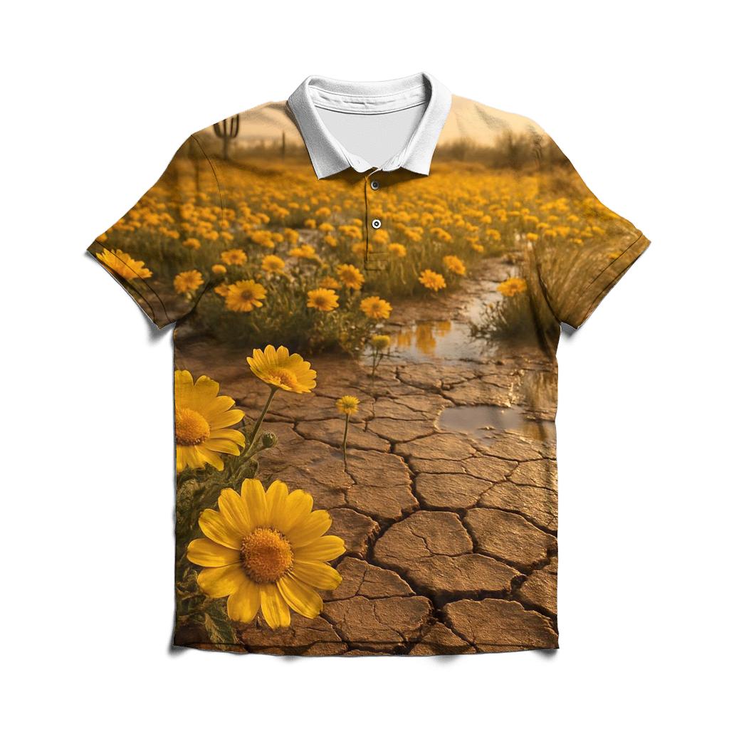 Desert Marigold After Rare Rain casual sports polo shirts