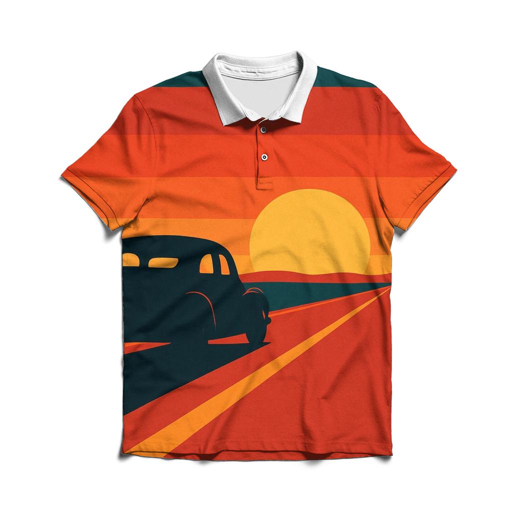 Mustang Road Horizon embroidered polo tops