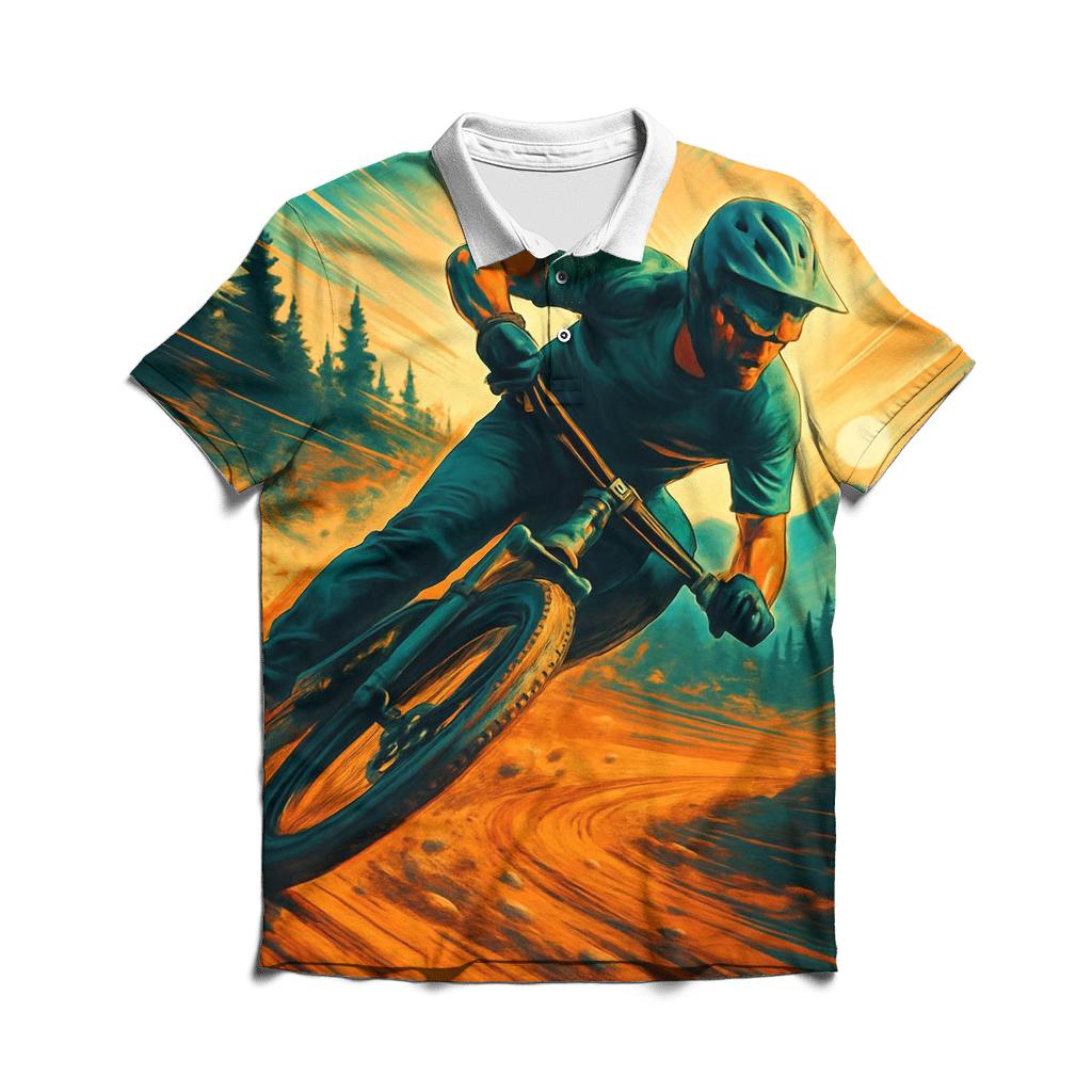 Mountain Biking Trail Burst designer slim fit polos