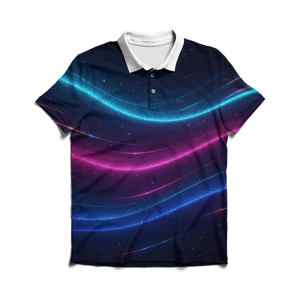 Neon Aurora Veil branded logo polo shirts
