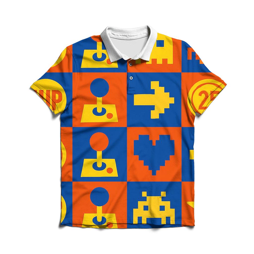 Arcade Token Mosaic custom polo shirts