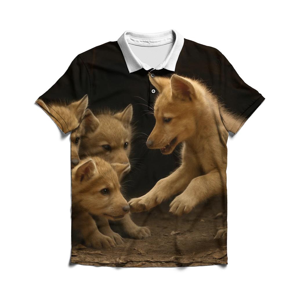 Wolf Pup Schooling Lesson casual sports polo shirts