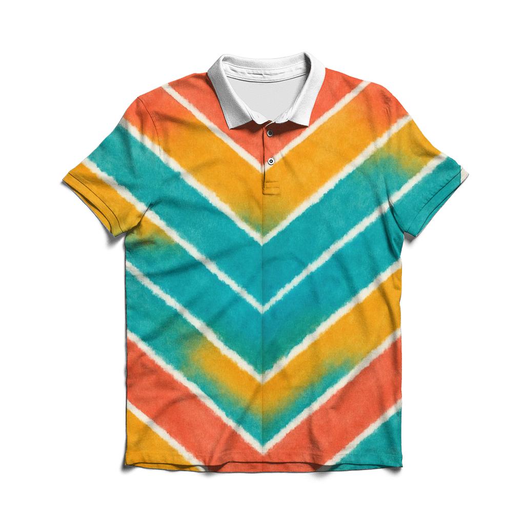 Coral Chevron Accordion embroidered polo tops