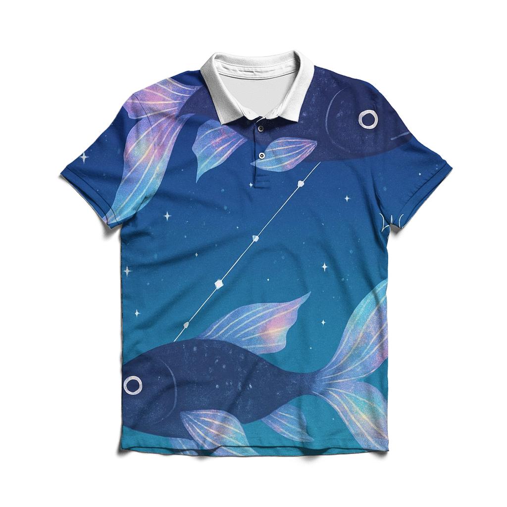 Pisces Dreamstream Dual Fish stylish collar polo tees