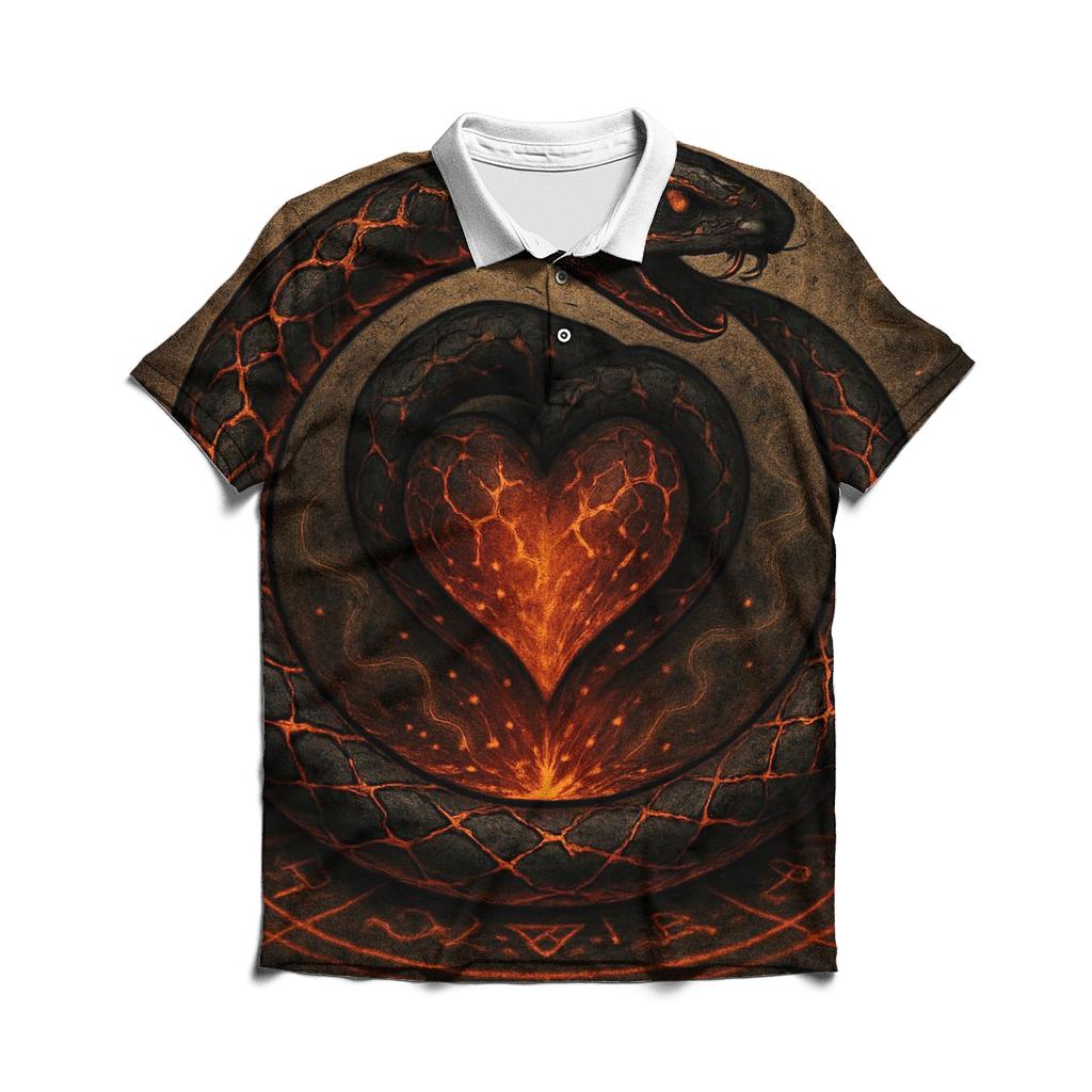 Emberheart Ouroboros Sigil embroidered polo tops