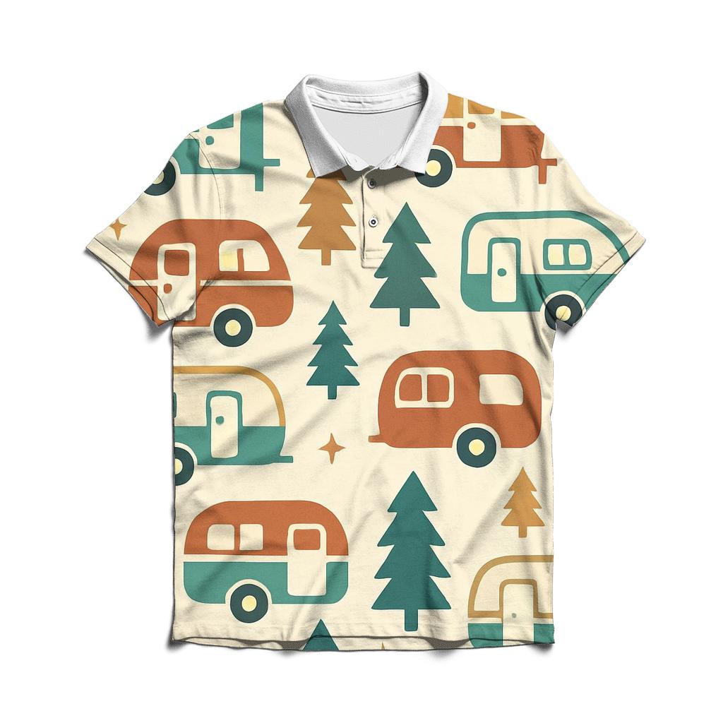 Starlit Camper Pattern stylish collar polo tees