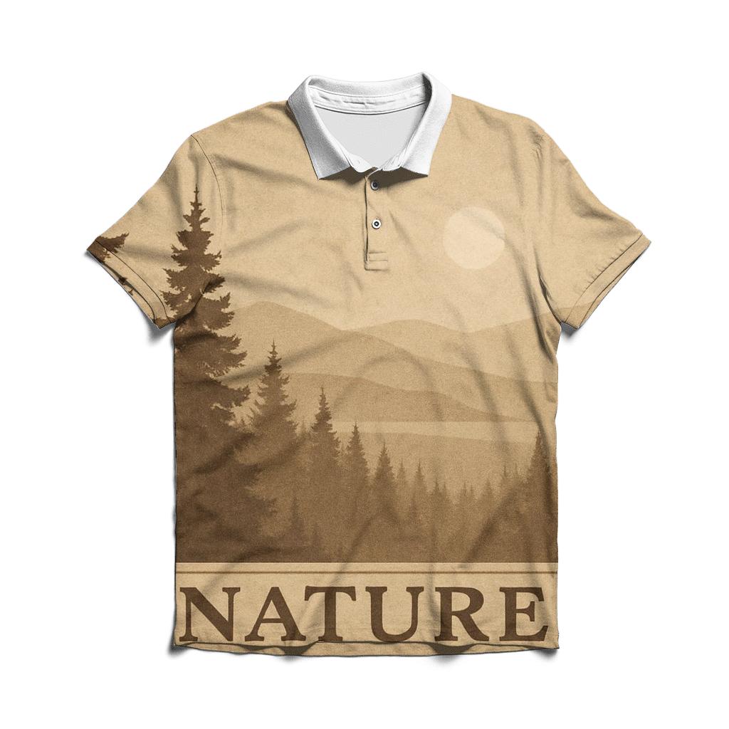 Sepia Forest Landscape stylish collar polo tees