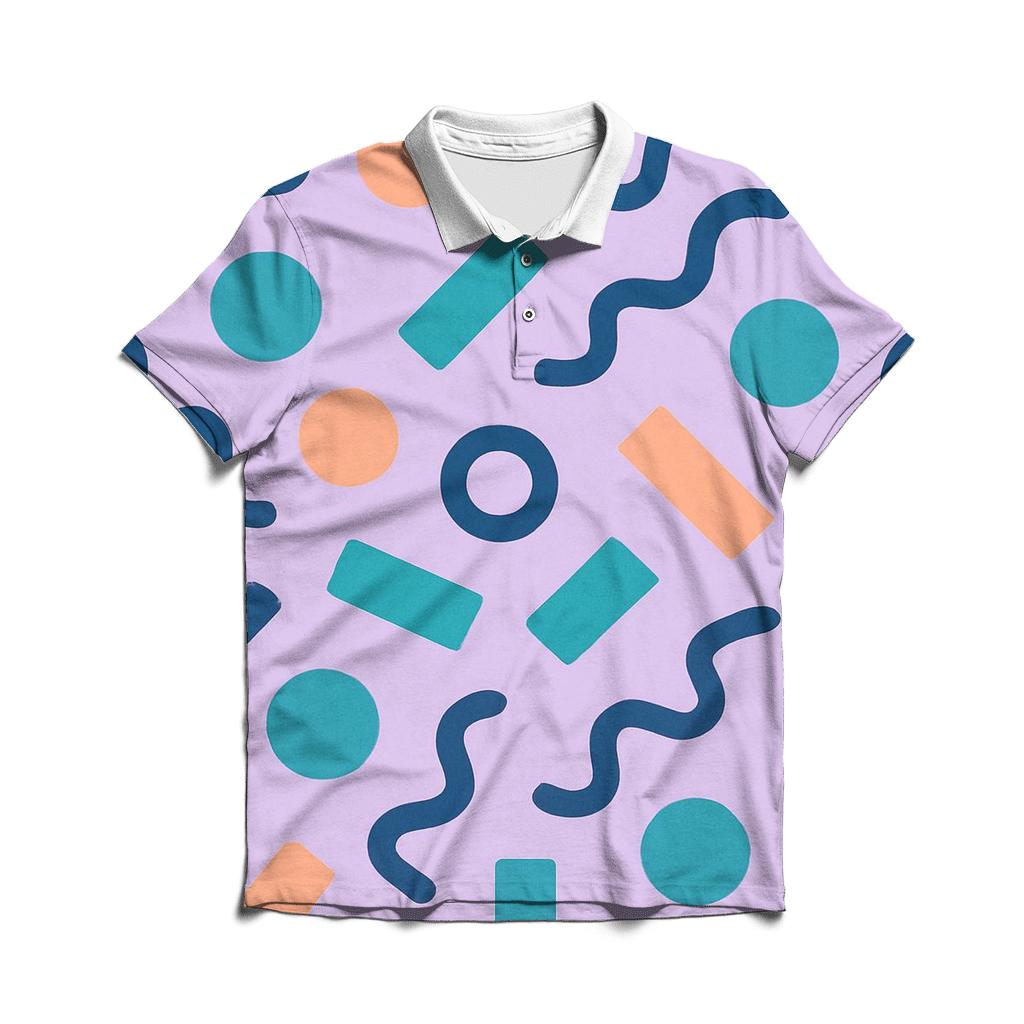 Memphis Sunset Geometry branded logo polo shirts