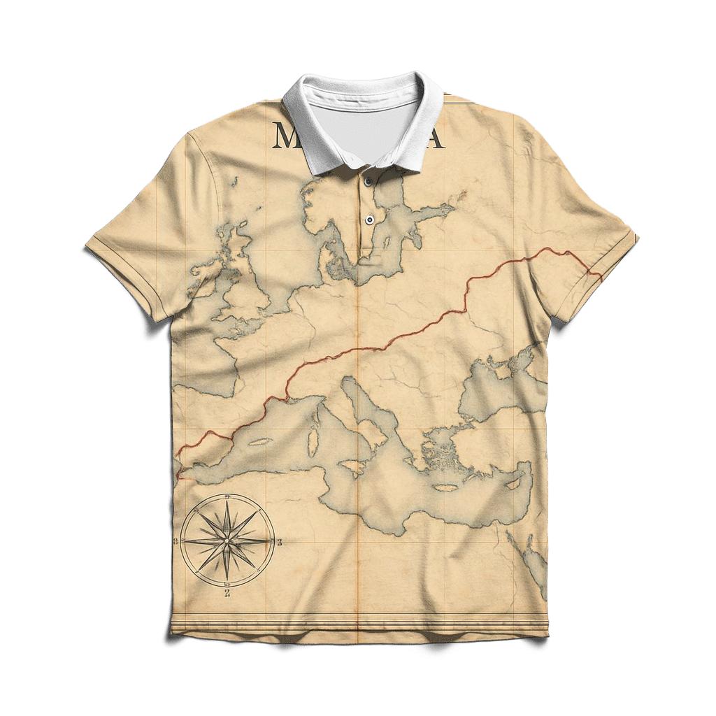 Weathered Travel Map personalized polo shirts