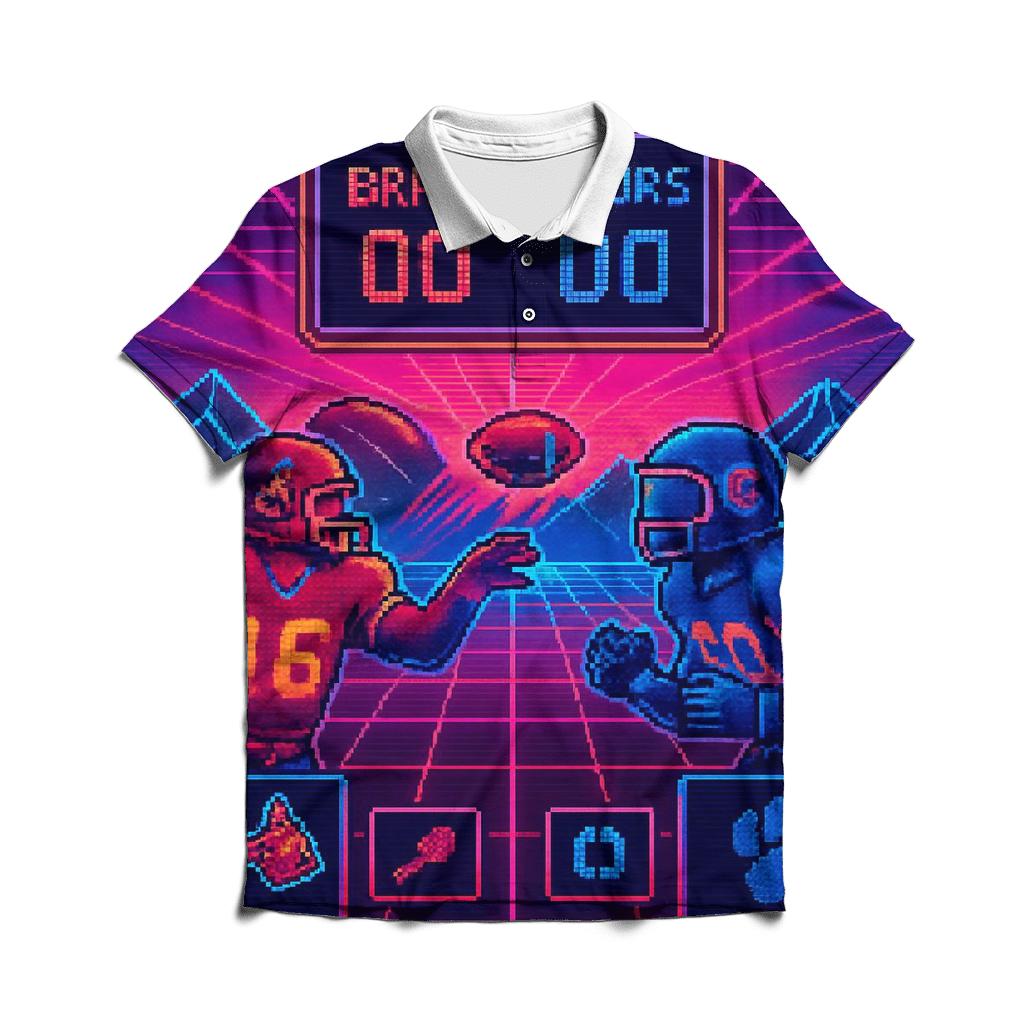 Retro Neon Playbook Duel personalized polo shirts