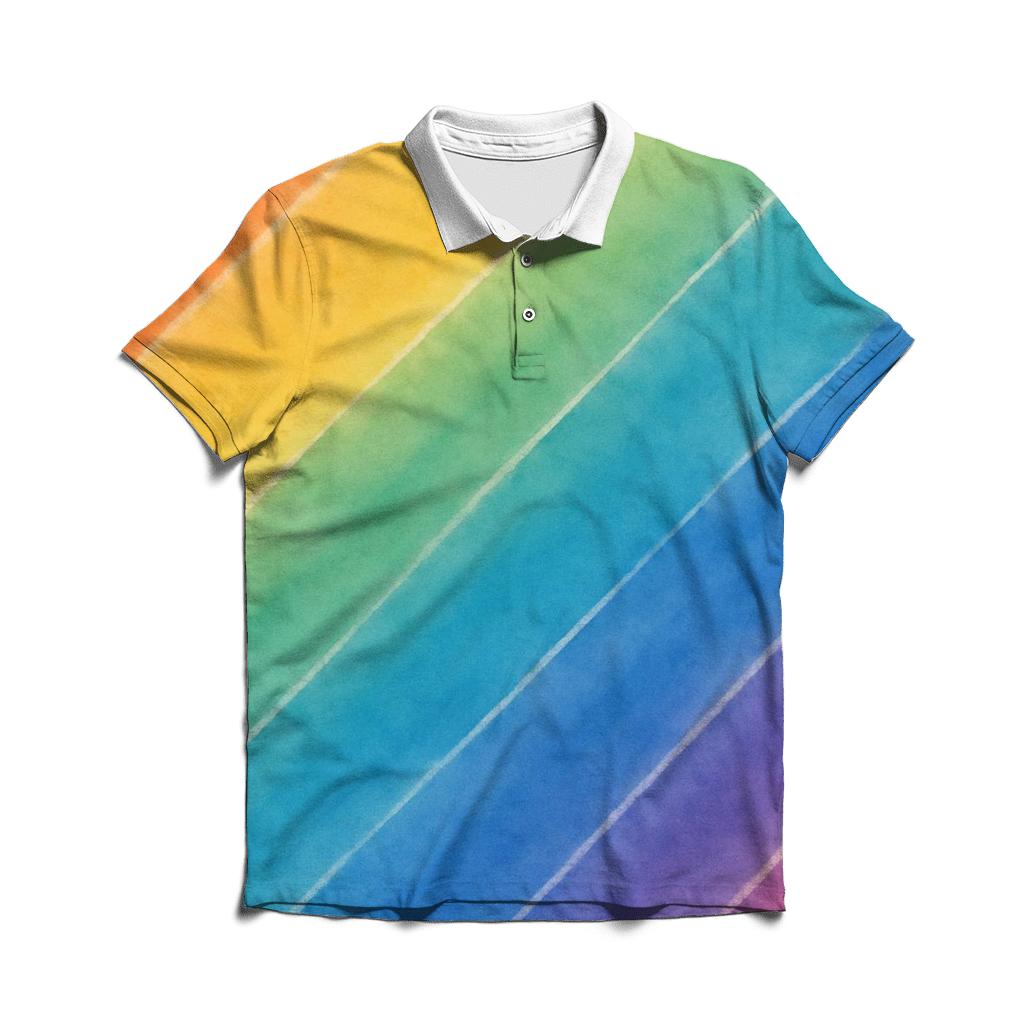 Diagonal Overdye Spectrum embroidered polo tops