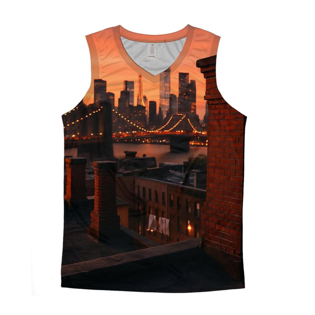 Sunset From Brooklyn Brownstone Roof personalized athletic tanks