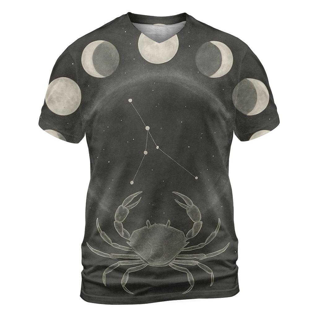 Lunar Cancer Moon Cycle vibrant all-over design tees