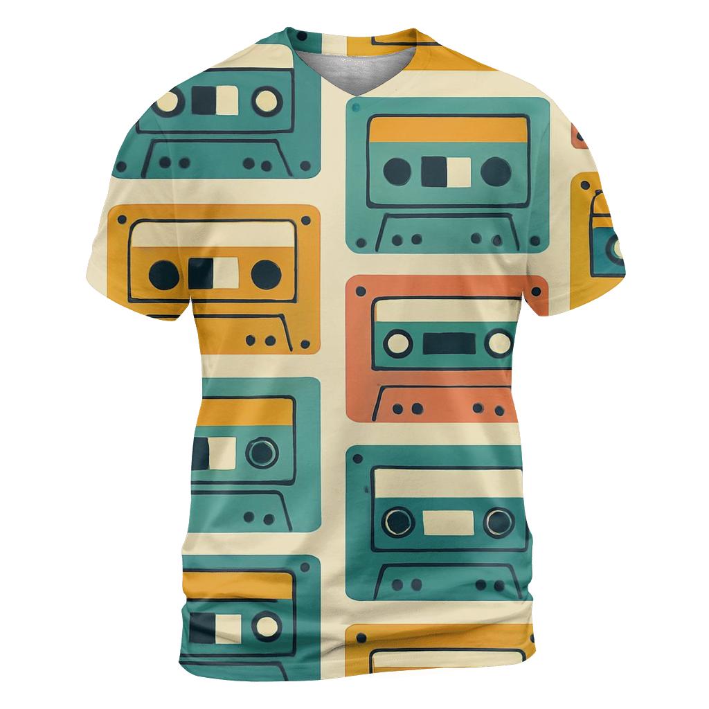 Cassette Collage Pattern custom all-over print shirts