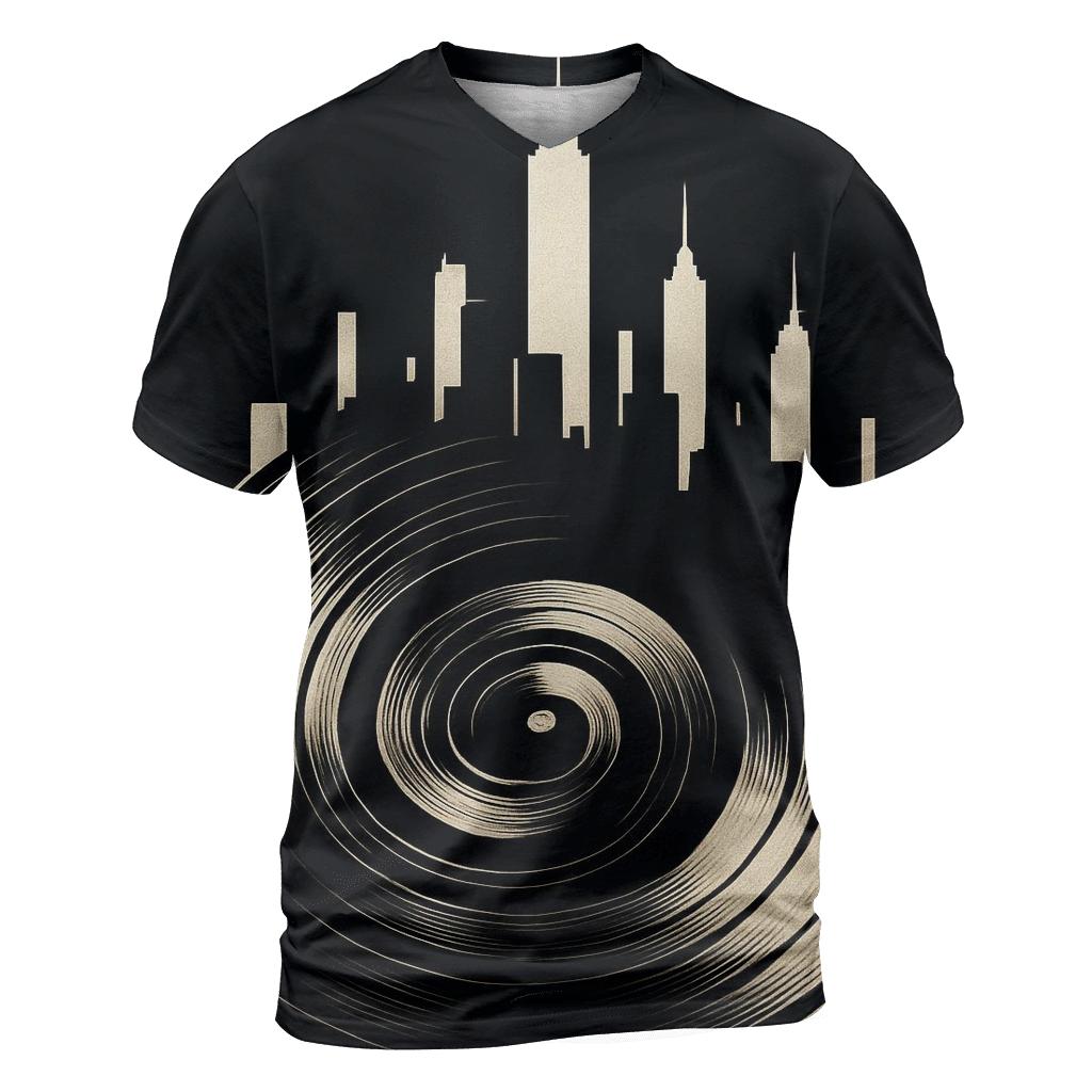 Vinyl Spiral Skyline statement graphic shirts