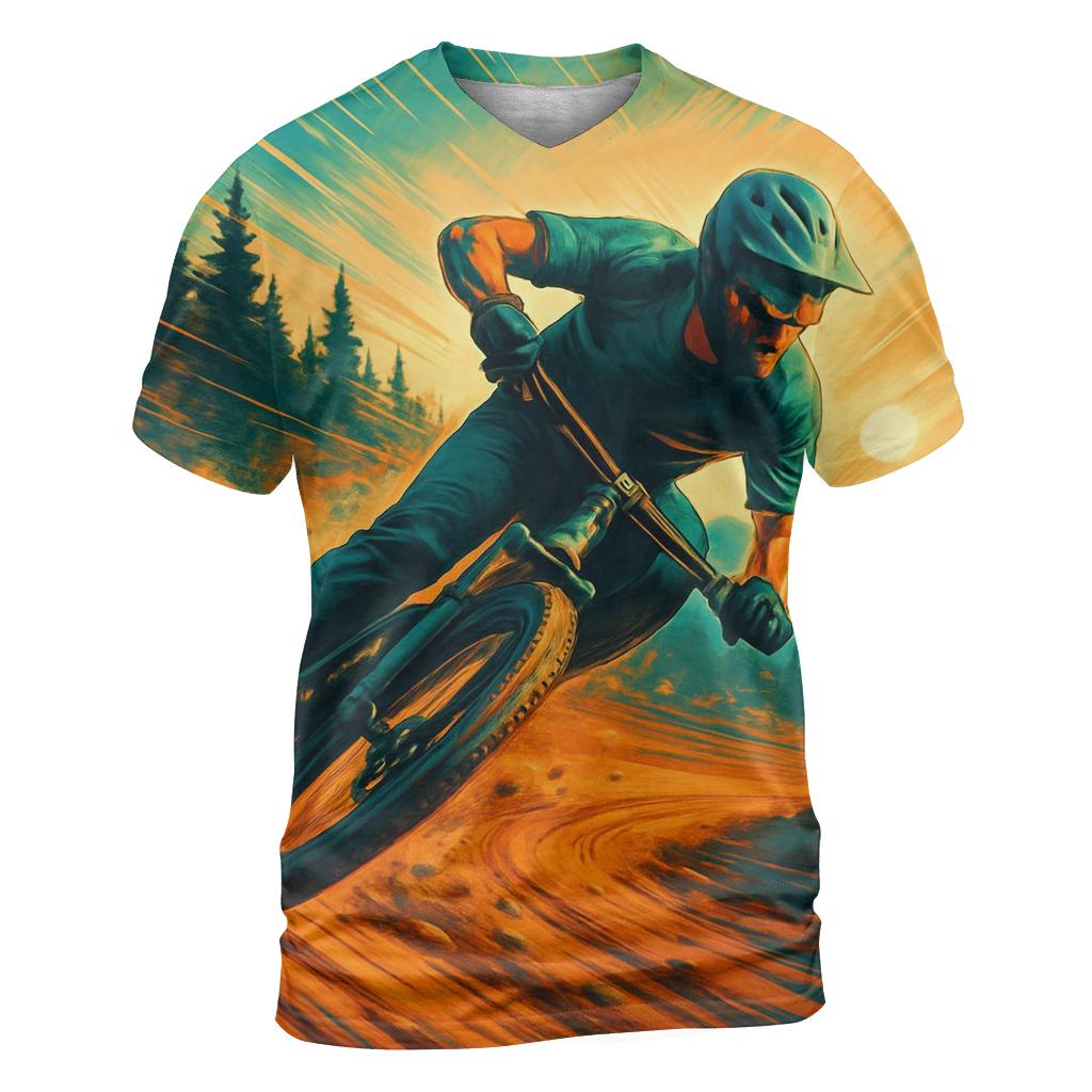 Mountain Biking Trail Burst creative print fashion shirts