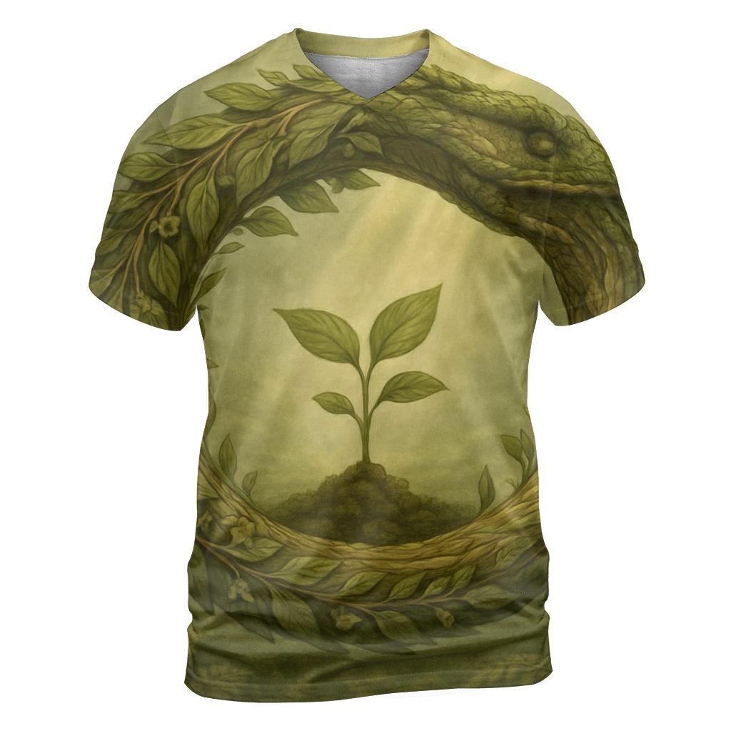 Verdant Cycle Ouroboros creative print fashion shirts