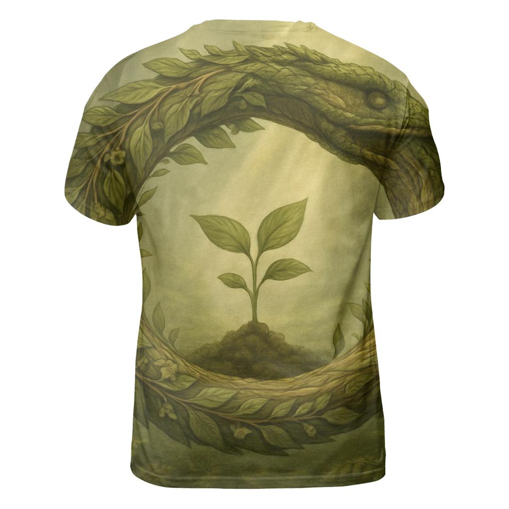 Verdant Cycle Ouroboros creative print fashion shirts