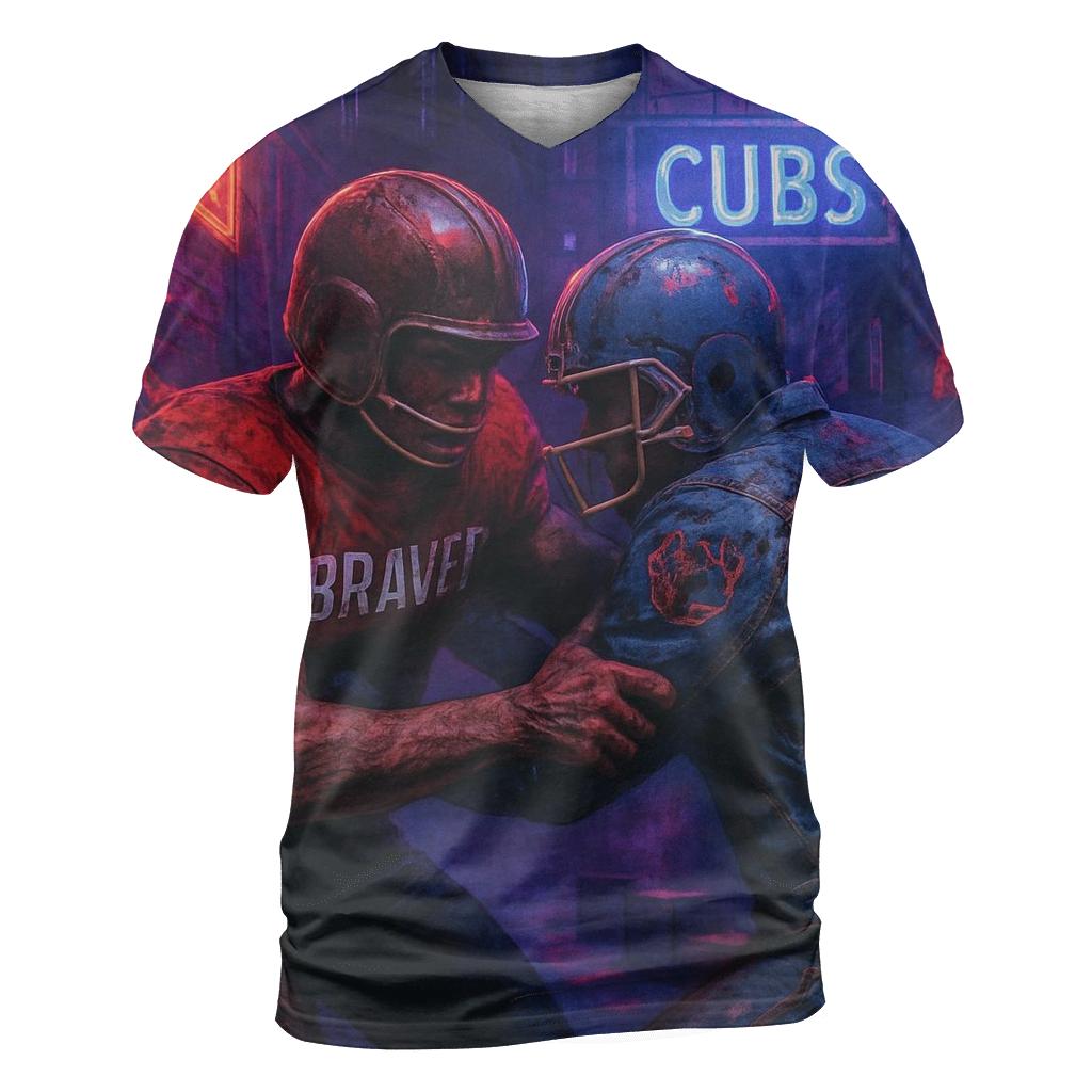 Midnight Alley Turf Fight vibrant all-over design tees