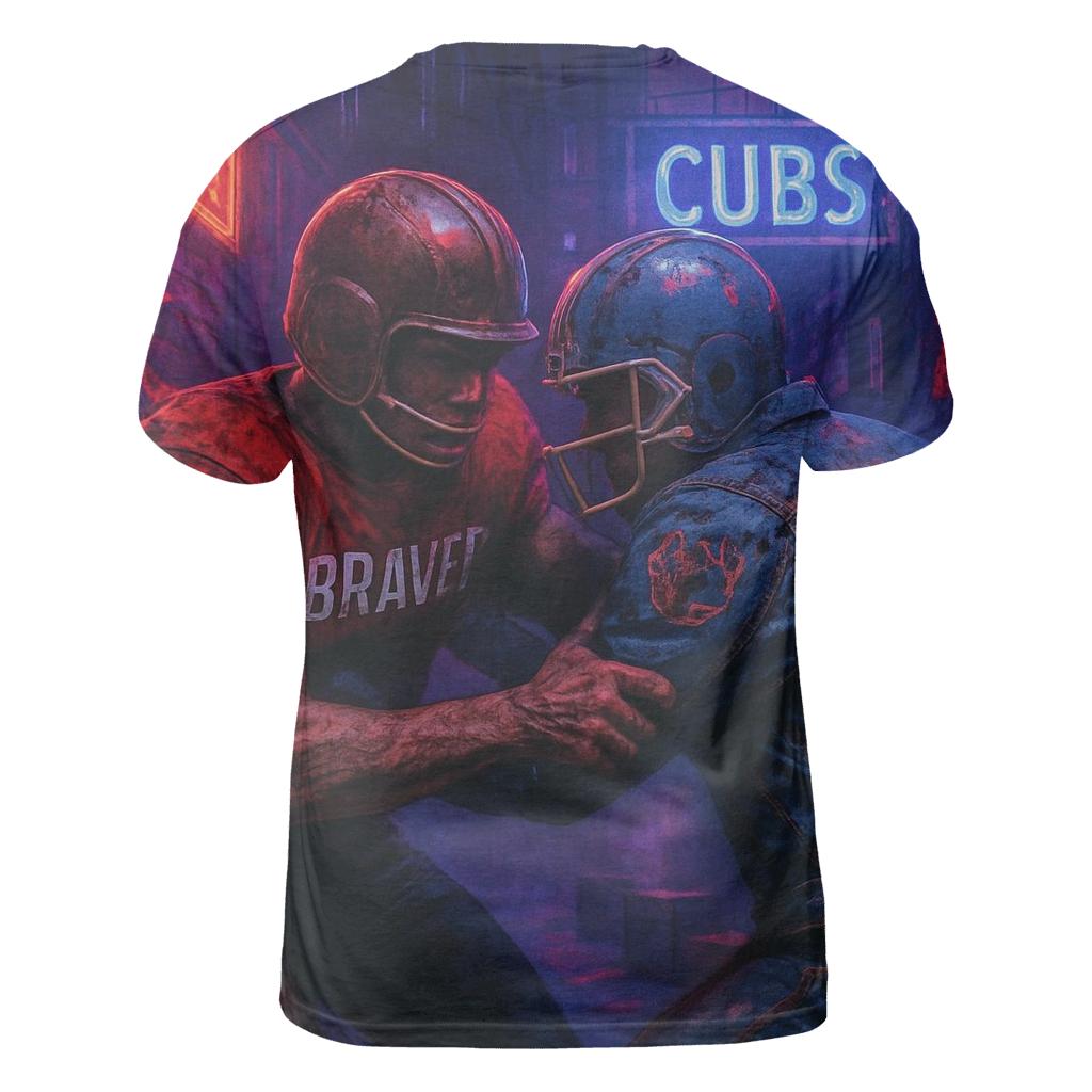 Midnight Alley Turf Fight vibrant all-over design tees