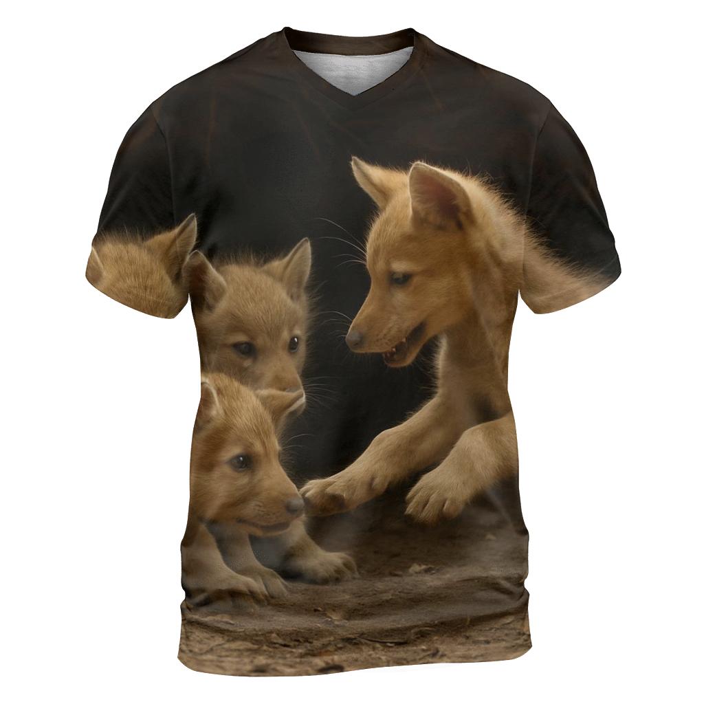 Wolf Pup Schooling Lesson trendy printed shirt styles