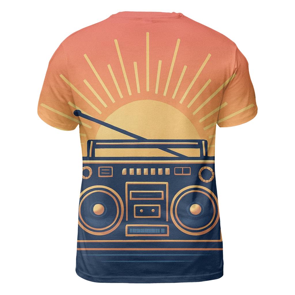 Boombox Sunset Silhouette artistic all-over print tops