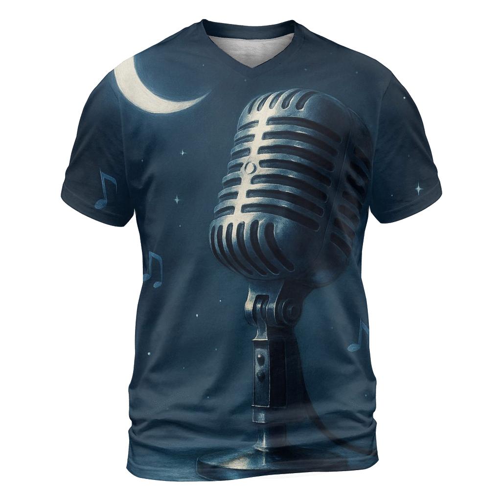 Microphone Moonlight vibrant all-over design tees