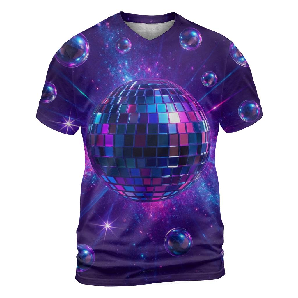 Disco Nebula vibrant all-over design tees