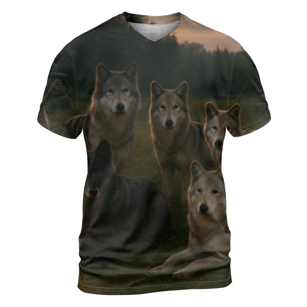 Cultural Steward Wolf Pack Portrait creative print fashion shirts
