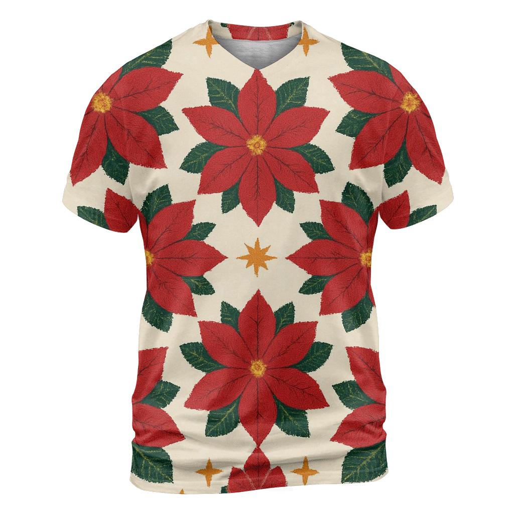 Poinsettia Tile Garden Design vibrant all-over design tees