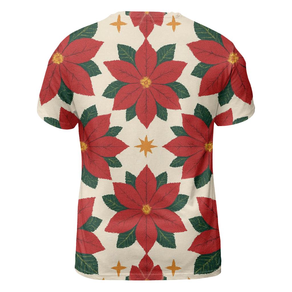 Poinsettia Tile Garden Design vibrant all-over design tees