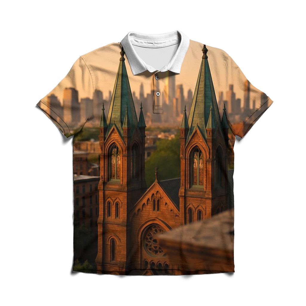 Harlem Sunset Church Roofline stylish collar polo tees