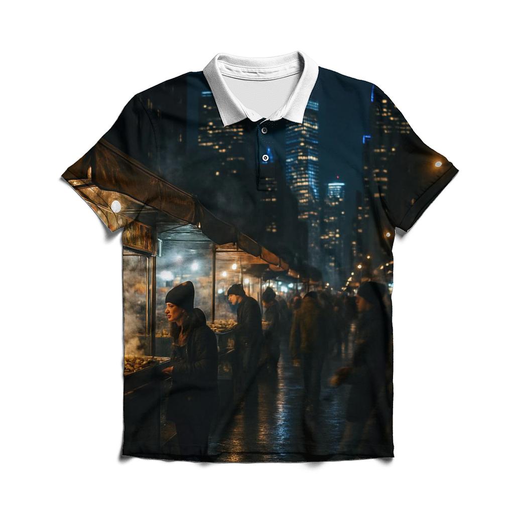 Night Market Skyline Contrast branded logo polo shirts