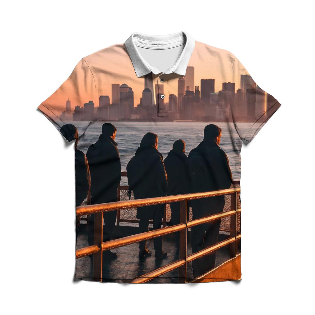 Sunrise From Staten Island Ferry Deck classic pique polos