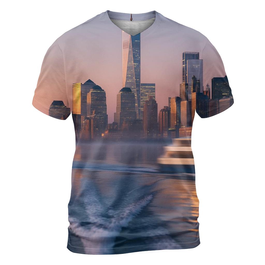 Early Morning Hudson Reflection unique graphic print tees