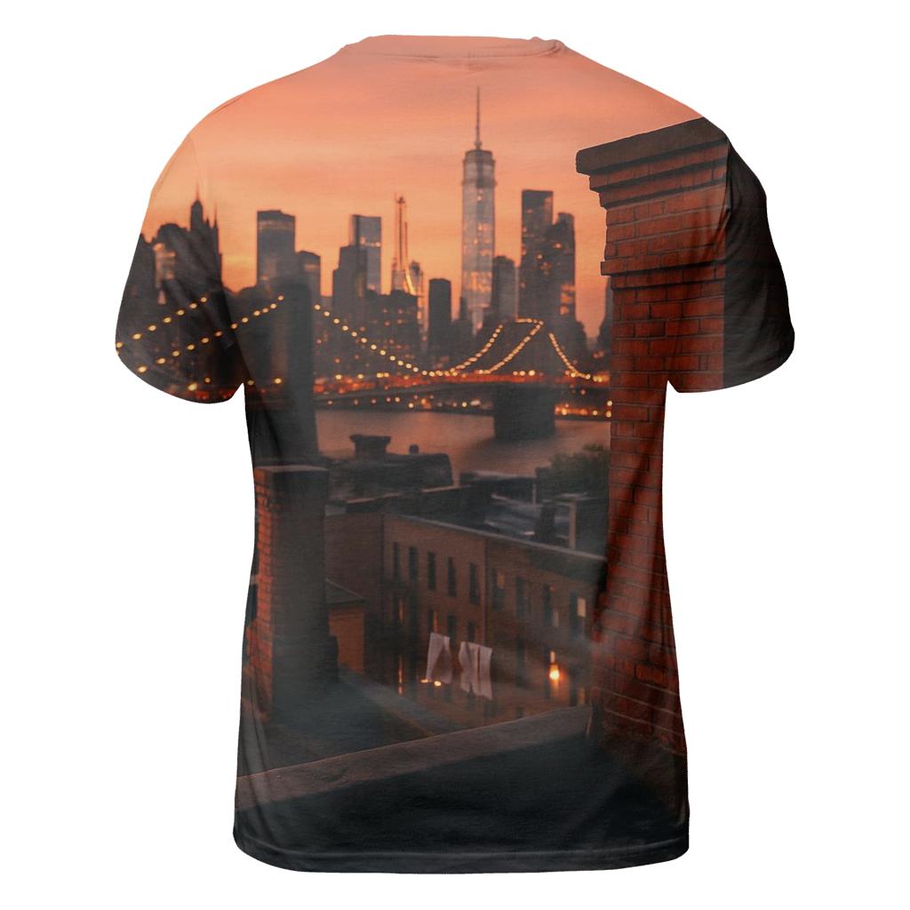 Sunset From Brooklyn Brownstone Roof vibrant all-over design tees