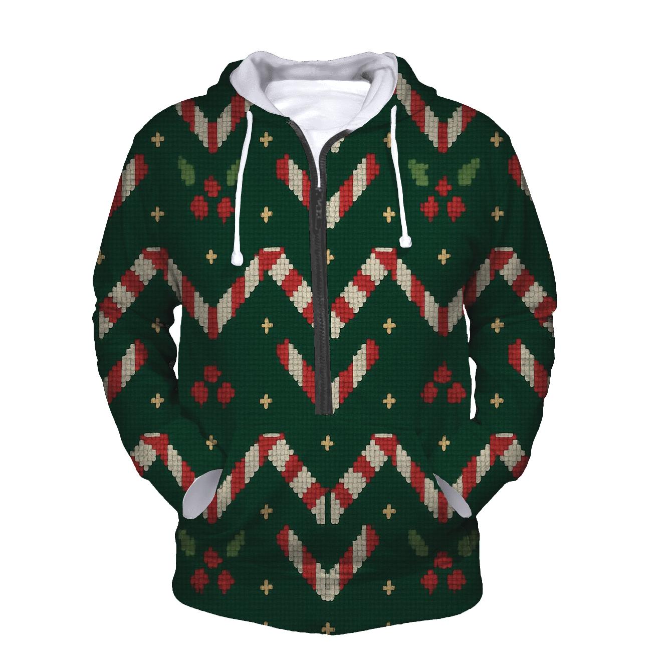 Candy Cane Herringbone Stitch Design premium hoodies